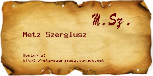 Metz Szergiusz névjegykártya